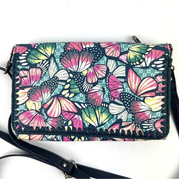 Sakroots Marin Crossbody Bag Orchard Butterfly Canvas Handbag Wristlet - Picture 2 of 12